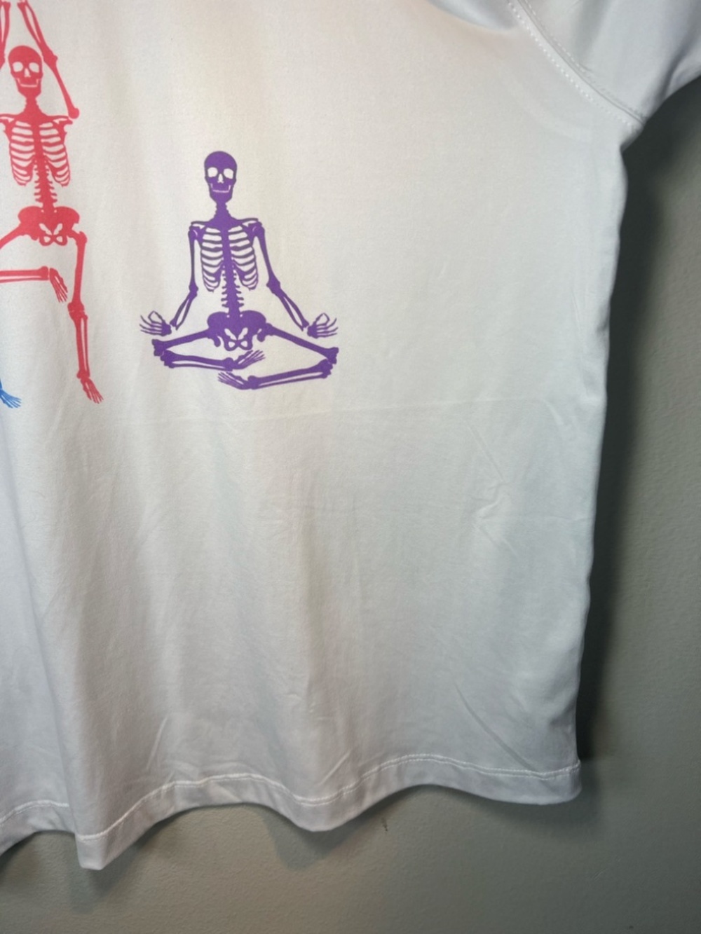 Judith March Skeleton Yoga T-Shirt White Short Sleeve Oversized Whimsical NEW XL - Picture 6 of 11